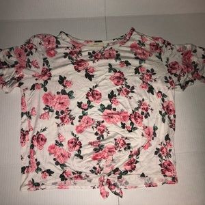 Pinc Rose Crop Top with Front Tie